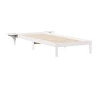 QJBSAVVA Cadre de Lit avec Chevet Intégré 90x210 cm Bois de Pin Blanc | Lit une place avec tables de nuit suspendues pour optimiser l'espace dans une chambre moderne ou un studio.