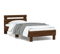 QJBSAVVA Cadre de lit avec tête de lit et LED RVB en chêne marron - 193 x 95 x 70 cm - Lit d'adolescent moderne pour matelas de 90 x 190 cm - Sommeil réparateur pour chambre à coucher, chambre