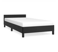 QJBSAVVA Cadre de Lit avec Tête de Lit Similicuir Noir 100x200 cm | Sommier à lattes en contreplaqué et structure stable pour un sommeil serein dans votre chambre à coucher.