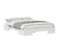QJBSAVVA Cadre de lit Blanc 140x200 cm en Pin Massif pour Chambre | Structure de lit basse et moderne en bois pour optimiser l'espace dans votre chambre et assurer un sommeil serein.
