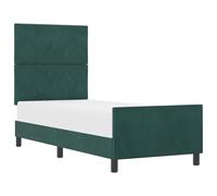 QJBSAVVA Cadre de Lit Box Spring 80x200 cm en Velours Vert Foncé | Mobilier élégant pour chambre à coucher avec tête de lit réglable en hauteur et sommier à lattes robuste.