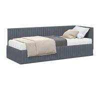 QJBSAVVA Cadre de Lit d'angle avec Matelas 2 Pièces en Velours Gris - Lit Simple de Jour 80x200 cm pour Adulte et Ado, Structure en Contreplaqué et Sommier à Lattes pour Chambre ou Studio