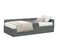 QJBSAVVA Cadre de Lit d'angle Gris en Tissu avec Matelas Mousse 2 pcs | Lit plateforme id)al pour optimiser l'espace d'une chambre avec sa t)te de lit r)glable et son matelas confortable.