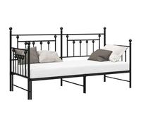 QJBSAVVA Cadre de Lit de Jour 80x200 cm Noir en Acier avec Lattes | Structure moderne et robuste en acier enduit de poudre pour sublimer votre chambre ou salon avec style.
