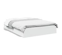 QJBSAVVA Cadre de Lit Double 140x190 cm avec 4 Tiroirs Bois Blanc | Lit double blanc pour chambre avec quatre tiroirs sur roulettes et sommier à lattes en contreplaqué.