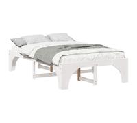 QJBSAVVA Cadre de Lit Double 140x190 cm en Bois de Pin Massif Blanc | Lit plateforme moderne en bois avec sommier à lattes intégré pour un sommeil serein dans votre chambre à coucher.