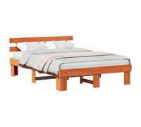 QJBSAVVA Cadre de Lit Double 140x200 cm en Pin Massif avec Tête de Lit | Structure stable et lattes fixes pour un sommeil serein dans votre chambre à coucher ou d'amis.