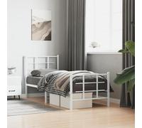 QJBSAVVA Cadre de lit en métal blanc 196 x 80 x 90 cm - Sommier à lattes - Lit d'invité - Chambre d'adolescent - Lit simple sans matelas - Pour enfants et adultes