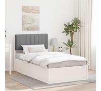 QJBSAVVA Cadre de lit en pin Massif avec tête de lit capitonnée Gris Clair 205,5x105,5x93 cm, lit Adulte Simple sans sommier, Design Moderne et robustesse Durable pour Chambre ado ou Studio