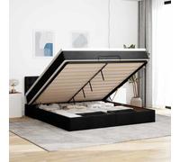 QJBSAVVA Cadre de lit Ottoman 160x200 cm avec Matelas Ressorts ensachés, sommier capitonné Noir, LED RGB, Rangement sous lit, Design Moderne pour Chambre Adulte ou ado