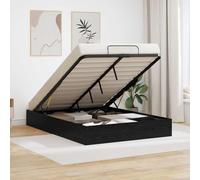 QJBSAVVA Cadre de lit Ottoman 203 x 150 cm en chêne Noir Panneau de Particules Robuste avec mécanisme de Levage à gaz et Rangement spacieux pour lit Double Adulte Chambre Maison