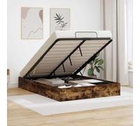 QJBSAVVA Cadre de lit Ottoman Chêne fumé 193x135cm avec Rangement sous lit, mécanisme Levage gaz sans sommier, Design Moderne pour Adulte ou ado, lit Deux Places pour Chambre ou Studio