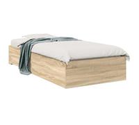 QJBSAVVA Cadre de Lit Simple 90x190 cm Bois d'Ingénierie avec Tiroirs | Structure de lit 1 place avec deux tiroirs de rangement intégrés, idéale pour optimiser l'espace dans une chambre.