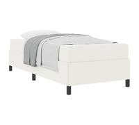 QJBSAVVA Cadre de Lit Simple avec Matelas Crème 100x200 cm en Tissu | Lit 1 place avec sommier à lattes et matelas confortable, idéal pour optimiser l'espace d'une chambre moderne.