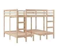 QJBSAVVA Cadre de Lit Superposé Triple Pin Massif 160x200 cm | Structure de lit triple gain de place pour optimiser l'espace de couchage dans une chambre d'amis ou un chalet.