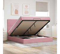 QJBSAVVA Cadre lit 180x200 capitonné Velours Rose avec Matelas 20 cm Ressorts ensachés, sommier Coffre hydraulique LED Ambiance, lit Double Adulte Moderne pour Chambre