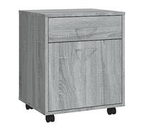 QJBSAVVA Caisson de Bureau à roulettes Armoire Roulante de Rangement avec Tiroir et Compartiment Meuble Mobile pour Dossiers en Bois d'Ingénierie Sonoma Gris 45x38x54 cm