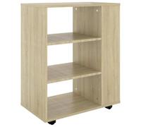 QJBSAVVA Caisson de Bureau à roulettes Chêne Sonoma - Armoire de Rangement Mobile en Bois d'Ingénierie pour Imprimante et Dossiers, Meuble Support sous Bureau, 60 x 35 x 75 cm