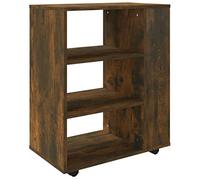 QJBSAVVA Caisson de Bureau sur roulettes, Armoire Roulante pour Imprimante et Dossiers, Meuble de Rangement en Bois d'Ingénierie avec 4 roulettes, Chêne Fumé, 60 x 35 x 75 cm