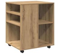 QJBSAVVA Caisson de Bureau sur roulettes Chêne Artisanal 60x53x72 cm Meuble de Rangement en Bois d'Ingénierie pour Dossiers et Support Imprimante sous Bureau avec 4 roulettes