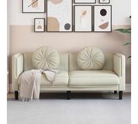 QJBSAVVA Canapé 2 places en velours crème - Design moderne avec coussin rond - Canapé de salon confortable pour s'asseoir et se détendre confortablement