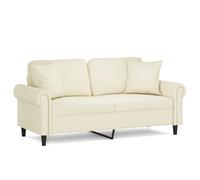 QJBSAVVA Canapé 2 Places en Velours Crème, Petit Canapé de Salon Moderne 140 cm avec 2 Coussins Décoratifs et Cadre en Métal, Divan Confortable pour Bureau et Séjour