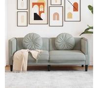 QJBSAVVA Canapé 2 places en velours gris clair - Design moderne avec coussin rond - Confortable et luxueux - Pour salon, balcon ou chambre d'adolescent - 173,5 x 77 x 70 cm