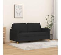 QJBSAVVA Canapé 2 places, noir, 140 cm, en tissu au design moderne, avec structure en métal robuste, sièges confortables pour salon, balcon et chambre d'adolescent