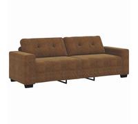 QJBSAVVA Canapé 3 Places en Simili Cuir Marron 221 x 78 x 80 cm, Divan Droit Moderne avec Structure en Métal et Contreplaqué, Sofa Confortable pour Décoration de Salon