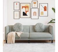 QJBSAVVA Canapé 3 places, en velours, gris clair, design moderne avec coussin rond, confortable et durable, pour salon, balcon et chambre d'adolescent, 193,5 x 77 x 70 cm