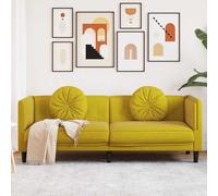 QJBSAVVA Canapé 3 places en velours jaune - Design moderne avec coussin rond - Confortable et luxueux - Pour salon, balcon ou chambre d'adolescent - 193,5 x 77 x 70 cm