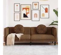 QJBSAVVA Canapé 3 places, marron, design moderne, avec coussin rond en microfibre, grand confort d'assise, pour salon, balcon et chambre d'amis