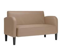 QJBSAVVA Canapé Causeuse 2 Places Cappuccino 124 cm, Petit Canapé Droit de Salon en Similicuir avec Accoudoirs, Banquette Confortable pour Salon, Chambre et Bureau