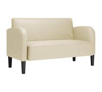 QJBSAVVA Canapé Causeuse 2 Places Crème 110 cm en Similicuir, Petit Canapé de Salon Moderne avec Assise Confortable Mousse et Ressorts, Banquette pour Bureau et Chambre, 124x67x70 cm
