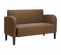 QJBSAVVA Canapé Causeuse 2 Places Marron, Petit Canapé de Salon en Similicuir et Velours Côtelé avec Ressorts et Mousse, Fauteuil Double pour Bureau et Chambre, 124 x 67 x 70 cm