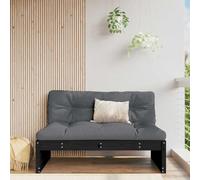 QJBSAVVA Canapé central, 120 x 80 cm, en pin massif, noir anthracite, avec coussins épais, design moderne, robuste et modulaire, pour jardin, balcon, terrasse