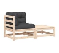 QJBSAVVA Canapé d'angle de Jardin avec Coussin et Repose-Pied, Salon de Jardin Modulable en Bois de Pin Massif, Banquette Extérieure pour Terrasse Balcon et Patio, Anthracite