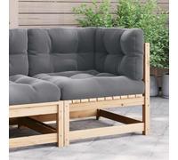 QJBSAVVA Canapé d'angle de jardin avec coussin gris en bois massif de pin pour jardin, terrasse, balcon, élément de canapé modulaire, meuble de salon, 70 x 70 x 67 cm, assise