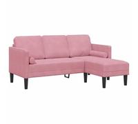 QJBSAVVA Canapé d'angle Modulable 3 Places, Canapé Sectionnel en Velours Rose pour Salon, Sofa Design avec Accoudoirs Fonctionnels, Pieds en Plastique, 173 x 131 x 67 cm