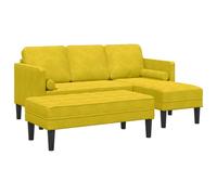 QJBSAVVA Canapé d'angle Modulable avec Pouf, Canapé Sectionnel 3 Places en Velours Jaune, Sofa Modulaire Moderne pour Salon, Ensemble de Meubles 2 Pièces 173x131cm