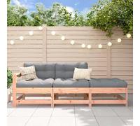 QJBSAVVA Canapé de jardin 3 pièces en bois massif Douglas avec coussins Oxford gris modulaire petit ensemble robuste pour balcon, terrasse ou petit jardin