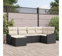 QJBSAVVA Canapé de jardin 6 places - Noir crème - 233,5 x 123,5 cm - En polyrotin - Banc d'angle avec espace de rangement - Canapé d'extérieur modulaire pour jardin, terrasse, balcon, petit