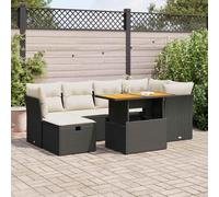 QJBSAVVA Canapé de jardin 62 x 62 x 69 cm noir, coussins gris foncé, modulable, avec espace de rangement, résistant aux UV, pour balcon et terrasse
