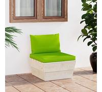 QJBSAVVA Canapé de jardin en palette - 60 x 60 x 65 cm - En bois d'épicéa imprégné - Avec coussins vert clair - Design moderne - Robuste et peu encombrant - Pour terrasse, balcon et petits coins