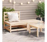 QJBSAVVA Canapé de jardin sans accoudoirs avec repose-pieds - En pin massif - 140 x 70 cm - Design à lattes - Modulable - Pour terrasse, balcon, petit jardin