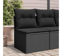 QJBSAVVA Canapé de jardin sans accoudoirs - Noir - 55 x 62 x 69 cm - En rotin synthétique - Avec coussins amovibles - Résistant aux UV et peu encombrant - Pour balcon, terrasse et petit salon