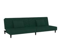 QJBSAVVA Canapé-Lit 2 Places Convertible en Velours Vert Foncé avec 2 Oreillers, Divan Clic-Clac avec Dossier Inclinable pour Salon, Bureau et Studio, 200x84,5x69 cm