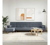 QJBSAVVA Canapé-lit en forme de L en velours, gris foncé, 271 x 140 x 70 cm, lit d'appoint, extensible, avec méridienne, confortable et peu encombrant, pour salon et chambre d'amis