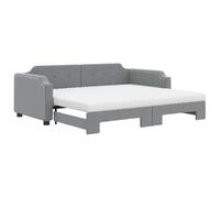 QJBSAVVA Canapé-Lit Gigogne avec 2 Matelas Mousse 80x200 cm Gris | Ce canapé convertible en métal et bois avec matelas est idéal pour optimiser l'espace dans votre salon ou chambre.