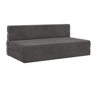 QJBSAVVA Canapé-Lit Pliant 2 Places, Chauffeuse Convertible en Lit d'Appoint 2 Personnes, Matelas de Sol Pliable en Mousse Velours Gris Foncé pour Chambre Salon Studio, 203 x 152 x 15 cm
